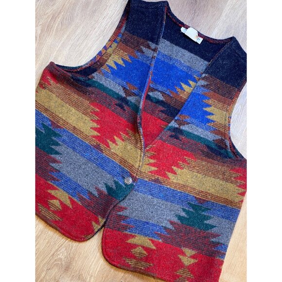 Vintage Two Twenty Wool Southwestern Button Vest Medium - Picture 6 of 8